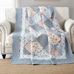 Qucover Single Bedspread Quilted Soft Cotton Floral Patchwork comfort soft thin - Picture 1 of 27