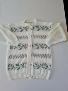 Ladies Cardigan Knitted 100% Acrylic Button Front White Mix 6780 - Picture 1 of 10