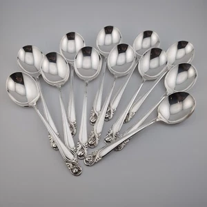 International Spring Glory Sterling Silver Cream Soup Spoons 6 1/2" - Set of 12 - Picture 1 of 5