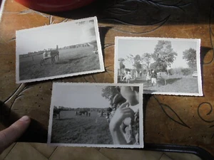 3 Anciennes Photographies La Clayette 1961 Course de Chevaux et Sulky - Imagen 1 de 2