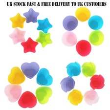 Set of 12 Silicone Muffin Cases Cupcake Mould Baking Reusable Cake Mold Bakeware