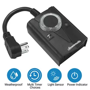 DEWENWILS Outdoor Light Timer Outlet with Photocell Light Sensor Timer Switch - Picture 1 of 9