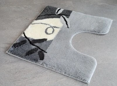 Meusch  Idyll Platin Grau-MIX WC-Vorleger mit Ausschnitt 55x50cm. Florhöhe: 20mm - Bild 1 von 4