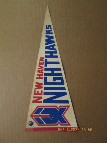 AHL New Haven Nighthawks Vintage Defunct 1984-85 Team Logo Hockey Pennant Cover
