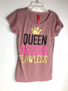 Cute 4 U Girls Sz 10 12 Short Sleeve Graphic Tee Flawless T shirt Queen Goddess - Picture 1 of 3