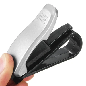 Silver Sun Visor Portable Car Sunglasses Eye Glasses Ticket Card Pen Holder Clip - Picture 1 of 10