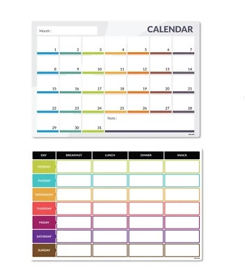 Magnetic Fridge Whiteboard MEAL DIET PLANNER & CALENDAR Dry Wipe Weekly Board UK - Image 1 of 4
