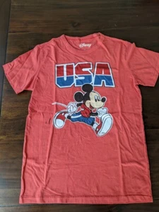 WALT DISNEY MICKEY MOUSE USA RED SHORT SLEEVE T-SHIRT XS SIZE (BRAND NEW) RARE - Picture 1 of 5