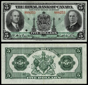 Royal Bank of Canada 5 dólares 1935 888253- en muy buen estado - Imagen 1 de 1