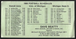 SELTEN 1985 Detroit Lions NFL & College Football Zeitplan!!! Der Uni Shop - Bild 1 von 1