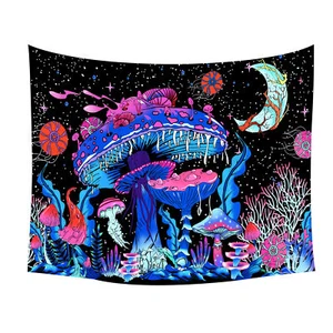 Mandala Trippy Mushroom Moon Tapestry Bohemian Wall Hanging Bedroom Art Decor - Picture 1 of 12