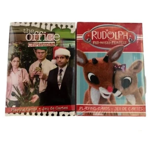 The Office Christmas, Rudolph the Red Nose Reindeer Playing Cards 2 Packs Game - Picture 1 of 5