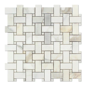 Calacatta Gold (italienisch Kalkutta) Marmor Korbweben Mosaikfliese - Bild 1 von 12