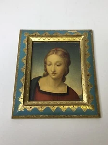Cuadro de díptico florentino italiano vintage sobre madera - Imagen 1 de 3