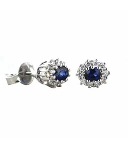 Orecchini con zaffiro blu e contorno diamanti Davite & Delucchi GARANZIA - Imagen 1 de 2