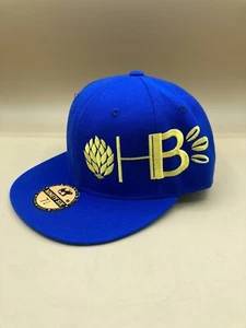 Headwear 96 HB Brewing Brewery Hops Retro Hat Size 7 1/4 Royal Blue Yellow NOS - Picture 1 of 10