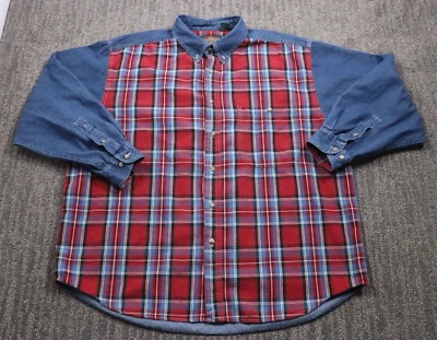 Greatland Men's Vintage 90s Denim Plaid Long-Sleeve Shirt XL Button-down Outdoor - Image 1 of 4