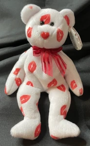 TY Beanie Babies: "Smooch"" The Valentines Day Bear 2000 con etiqueta y protector - Imagen 1 de 8
