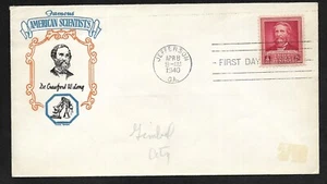 #875 2c Famous Americans - Scientist - Crawford W. Long -Torkel Gundel FDC - Picture 1 of 2