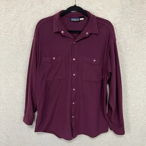 Patagonia Micro D Snap Fleece Shirt Mens L Plum USA Made Vintage - Picture 1 of 11
