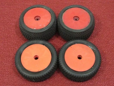 4X Pro-Line JConcepts 1/10 Buggy 2WD F/R Tires & Red Wheels For Losi XXX Buggy - Image 1 of 4
