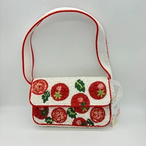 NUEVO CON ETIQUETAS Bolso de Hombro Cartera TikTok Viral Moda Tomate Rojo Blanco Adornado con Cuentas - Imagen 1 de 6