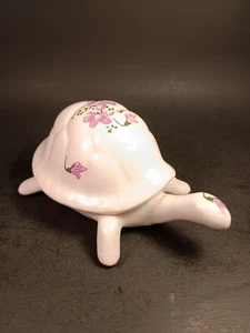 Porcelain Hammerslay Turtle With Flowers Trinket Box - Picture 1 of 8