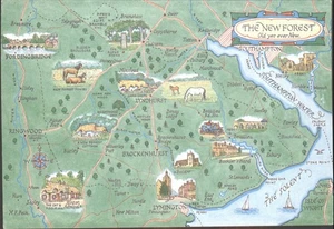 THE NEW FOREST, Mapa, Hampshire - POSTAL de colección - Imagen 1 de 2