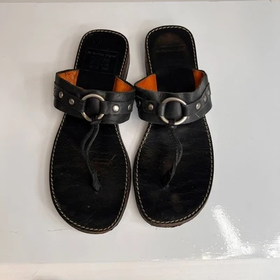 Frye Sandal Women 8 Leather Thong Stud Riven Flat Southwest Work Party Core Go - Image 1 of 4
