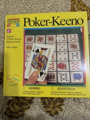 Pavilion Poker-Keeno Party Family Game, 1992, Placas de Jogo + Fichas, Novo Selado - Imagem 1 de 4