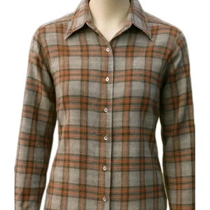 De Colección Años 70 Franela a Cuadros Abotonada Pequeña Marrón Gris Rojo Western Farmcore Ropa de Trabajo - Imagen 1 de 10