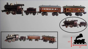 1915's German Bing 0-gauge Steam Stork Leg w/ Continental Coaches - Picture 1 of 17