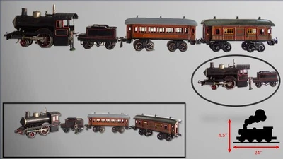 1915's German Bing 0-gauge Steam Stork Leg w/ Continental Coaches - Image 1 of 4