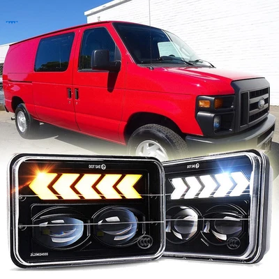 For Ford E-100 E-150 E-250 E-350 Econoline 5x7 7x6 LED Headlight High Low Beam Foto 1 de 4