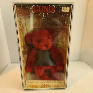 GUND 1992 Christmas Collection Bear - Red w/ Apron-  New in Original Box - Picture 1 of 5