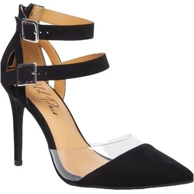 NWT Wild Pair Womens Black Suede Daymian Ankle Strap Stiletto Heel SIZE 8.5M - Image 1 of 4