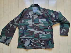 Men's Military BDU Tactical Army Coat Woodland Camouflage Army Fatigue Jacket L