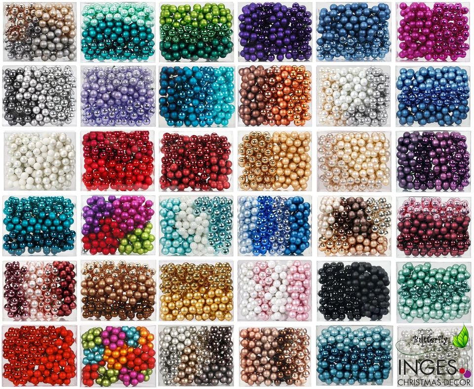 144 Glaskugeln am Draht 2,5cm Spiegelbeeren Weihnachtskugeln Christbaumkugeln - Bild 1 von 1