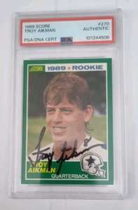 TROY AIKMAN 1989 SCORE ROOKIE CARD DALLAS COWBOYS NM RC #270 AUTOGRAPHED - Picture 1 of 2