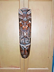 MASCHERA DA PARETE MOTIVO GIUNGLA INTAGLIATA A MANO - 50 cm - Foto 1 di 14