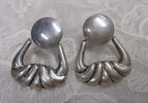Estate SOUTHWESTERN .925 Sterling Silver Pierced Dangle Earrings 1" H x 3/4" W - Picture 1 of 3