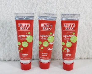 Pack of 3 Burts Bee Squeezy Tinted Lip Balm Summer Melon 0.43 OZ Brand New - Picture 1 of 6