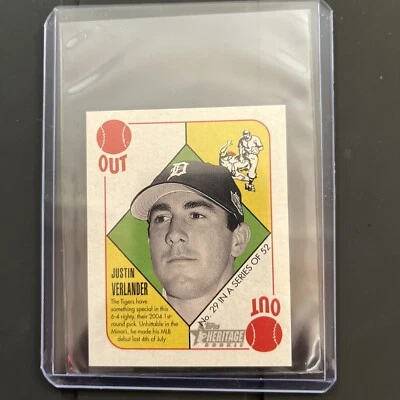 Justin Verlander 2005 Topps Heritage Mini Blue Back RC #29 SP Tigers Rookie RC - Image 1 of 2