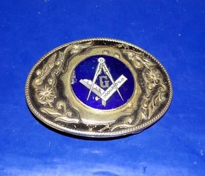 Nice Masonic Compass and Square Belt Buckle - Picture 1 of 2