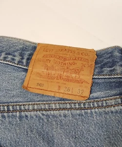 Vintage 501 Levis Jeans Denim Made 36W x 32L Skinny Slim Tall Cowboy Faded - Bild 1 von 8