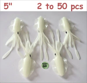 5.5" Soft Plastic Squid Bait Wobbler Glow Saltwater Fishing Lures 2 to 50 Pieces - Picture 1 of 5