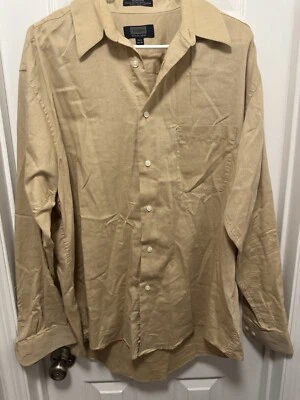 Camisa de vestir Haggar negra etiqueta bronceada para hombre talla 16 1/2, 34-35 Foto 1 de 4