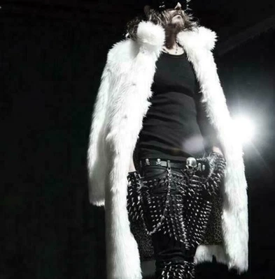 Mens Long Trench Thicken Faux Fur Warm coat  Overcoats Jackets parka  outwear  - Image 1 of 4