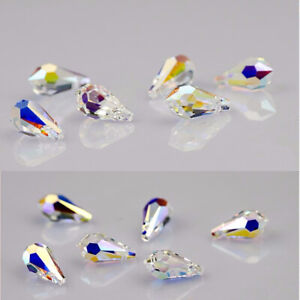 10pcs 6.5mm Crystal Glass beads Horizontal hole Teardrop For DIY Jewelry making 