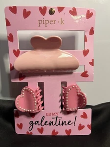 NEW Piper K ~ Be My Galentine Valentine Hearts set of 3 Hair Clips - Picture 1 of 2